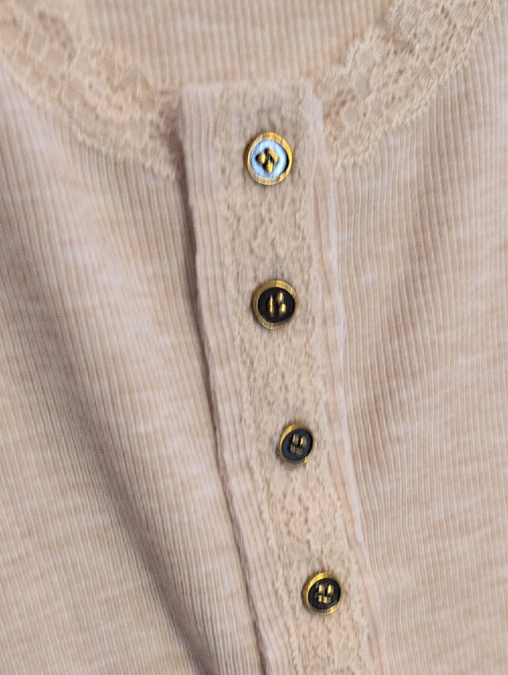 POL Lace-Trim Henley Soft Ribbed Tank Top in Latte Cream - Picture 4 of 13